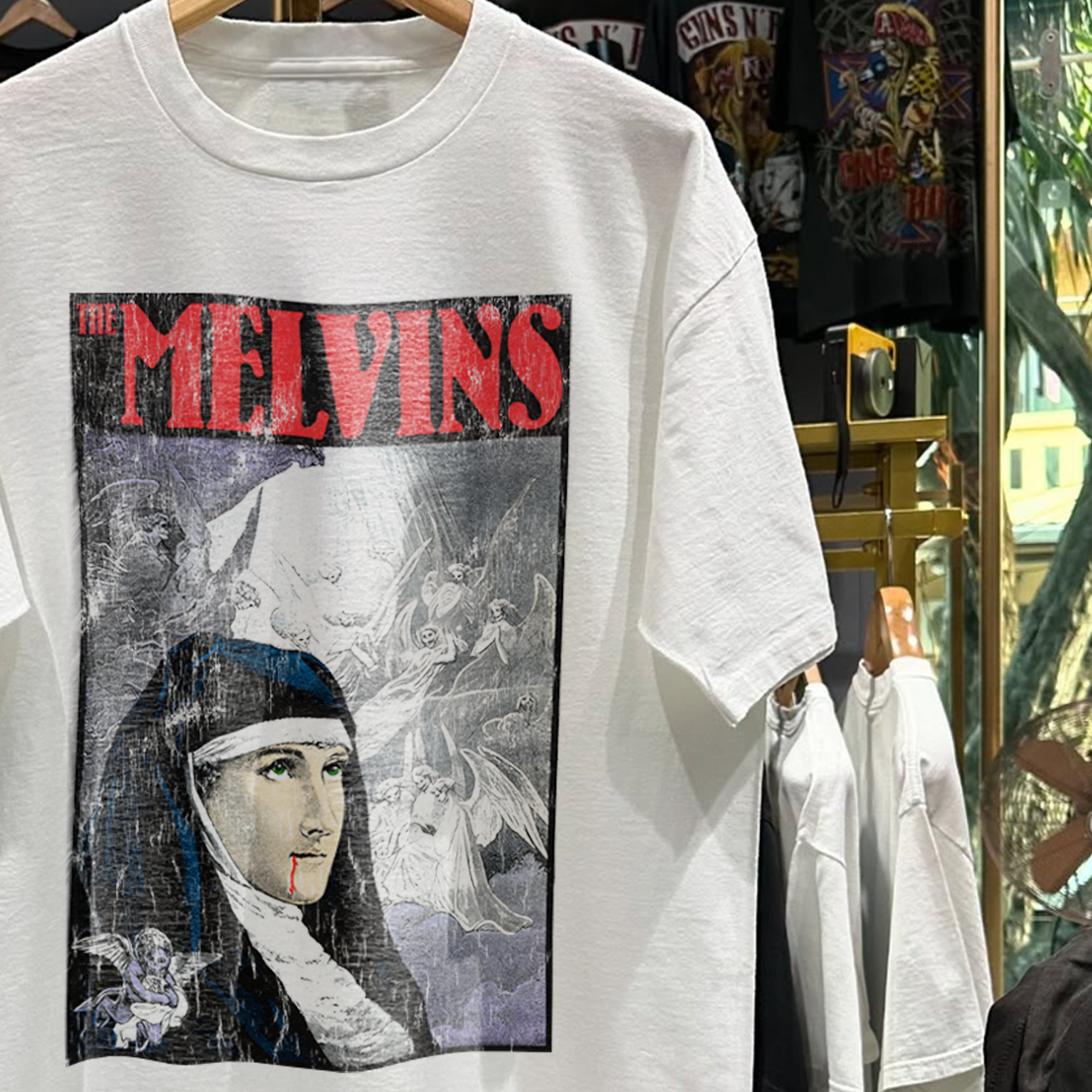 1993 THE MELVINS 'NUN' FRANK K0ZIK RARE WASHED WHITE T-SHIRT