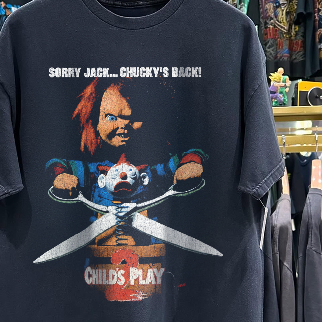 1990 CHILD'S PLAY 2 PROMO RARE WASHED BLACK T-SHIRT