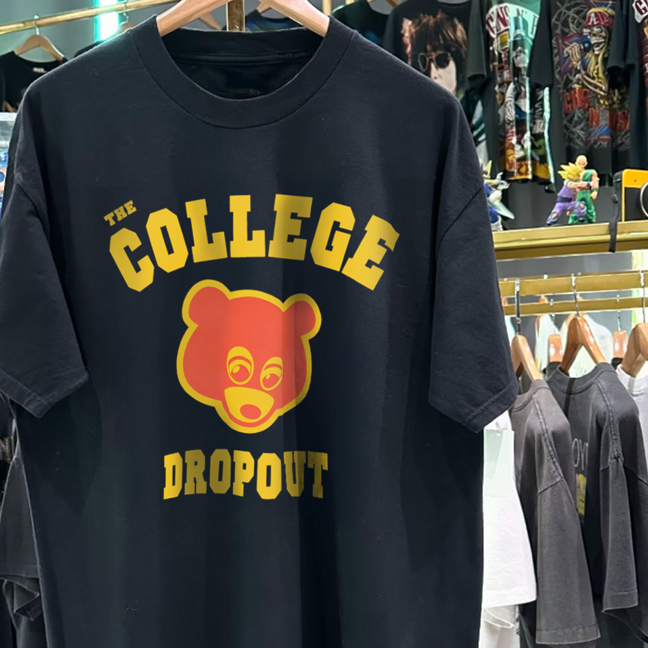 THE COLLEGE DROPOUT 2004 RARE WASHED BLACK T-SHIRT