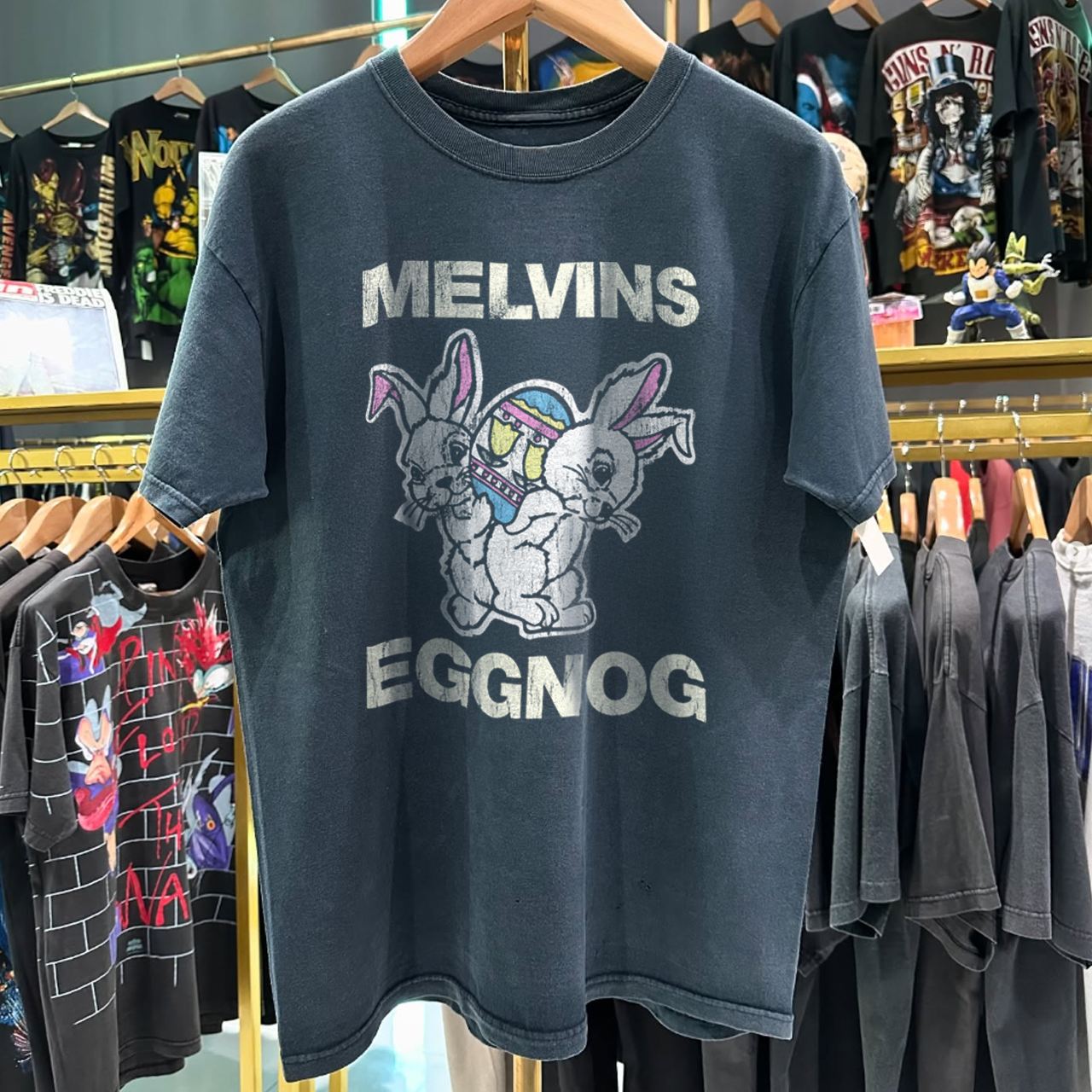 1991 MELVINS 'EGGNOG' RARE VINTAGE WASHED BLACK T-SHIRT