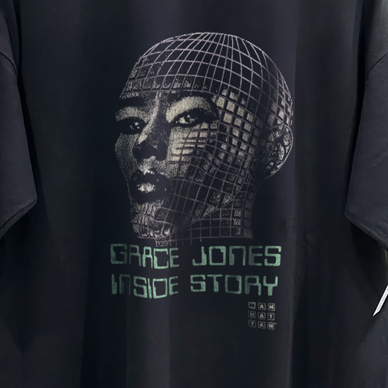 1986 GRACE JONES 'INSIDE STORY' RARE WASHED BLACK T-SHIRT