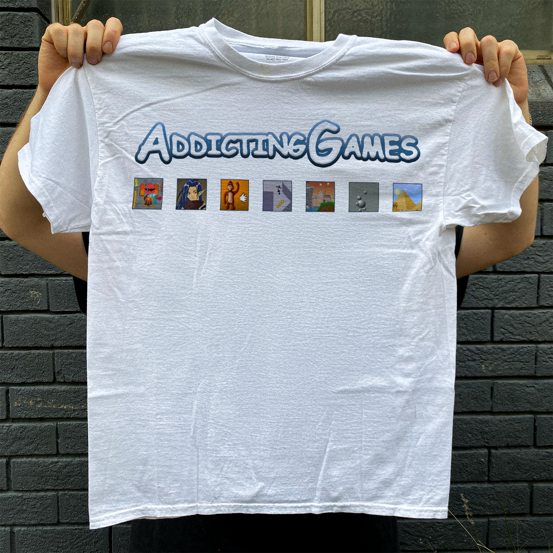 00s 'ADDICTING GAMES' FLASH GAMES WHITE T-SHIRT