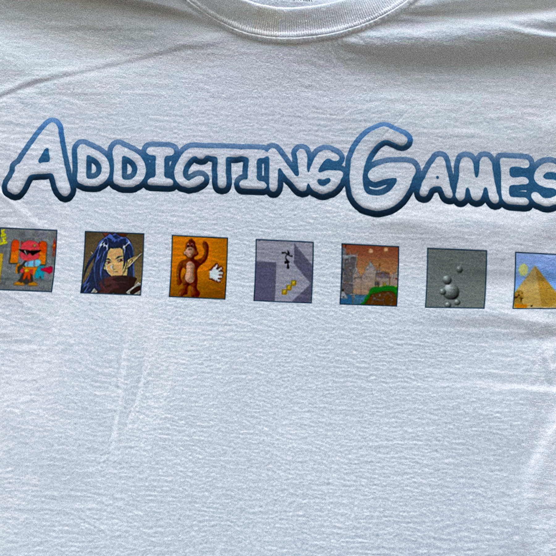 00s 'ADDICTING GAMES' FLASH GAMES WHITE T-SHIRT