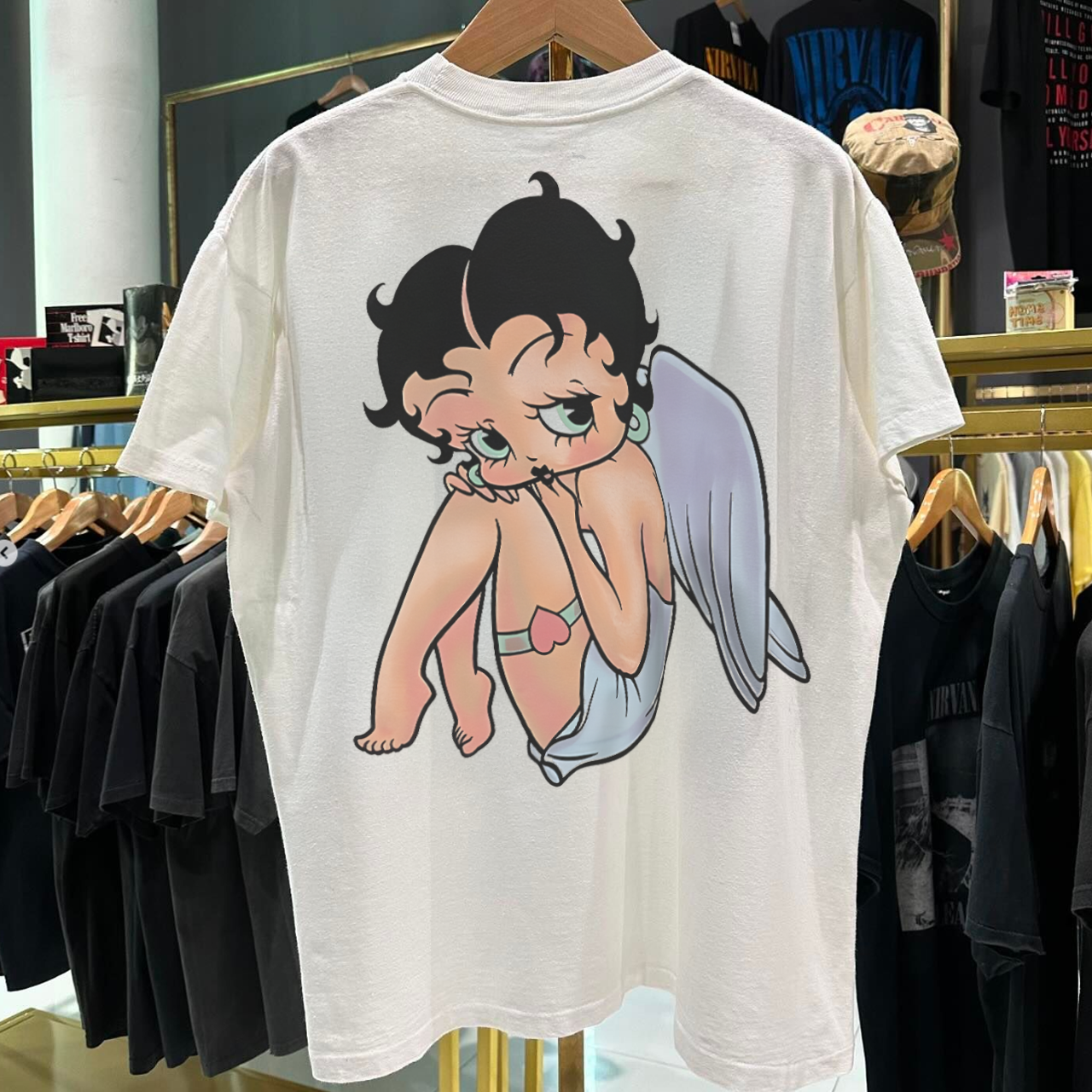 90'S HEAVENLY BETTY VINTAGE WASHED WHITE T-SHIRT