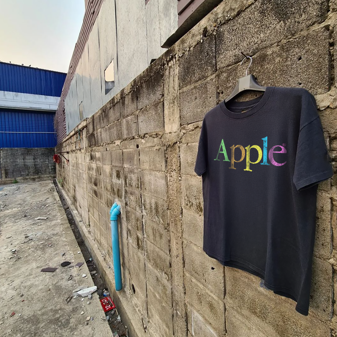 90'S APPLE VINTAGE WASHED BLACK T-SHIRT