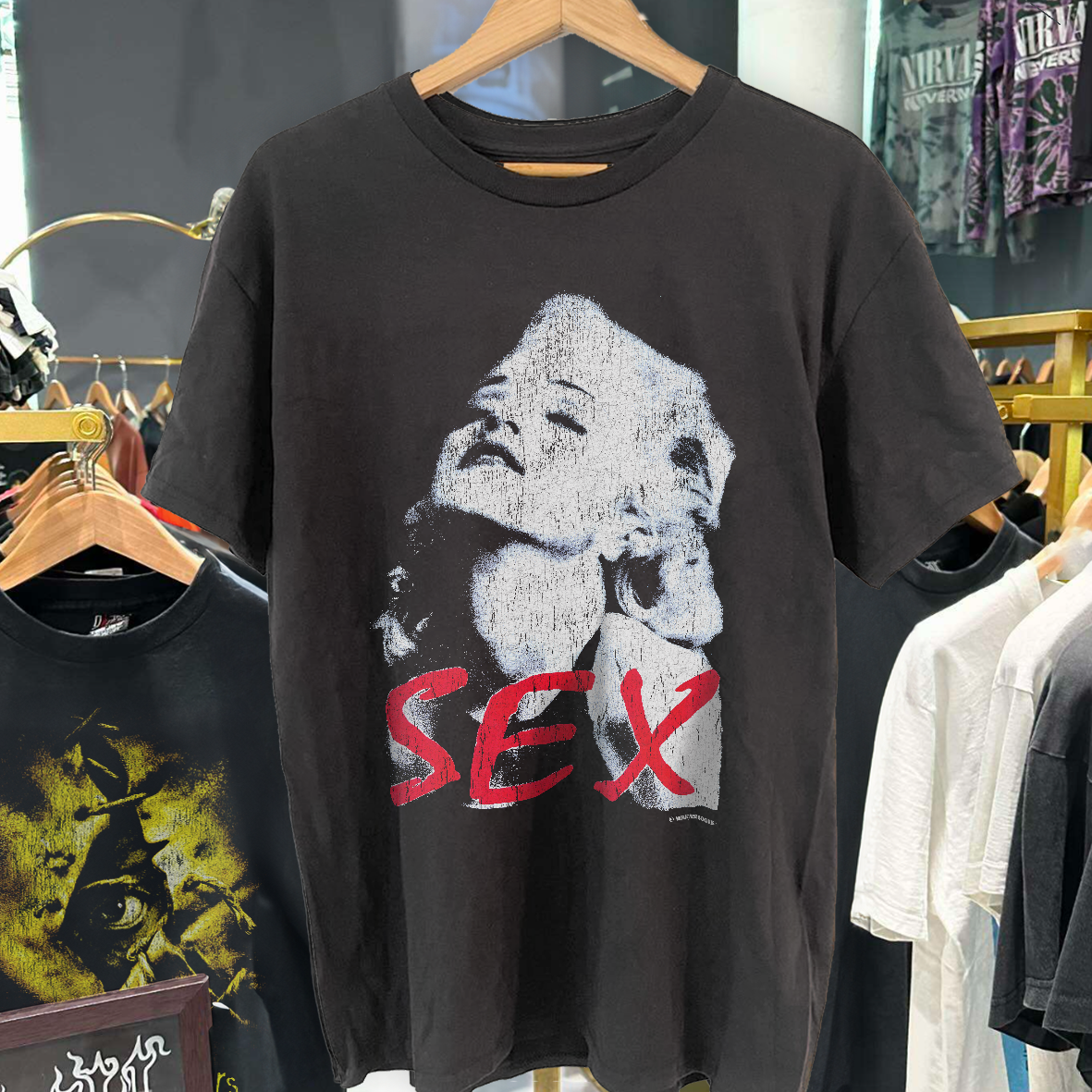 MAD0NNA - SEX (BOOK) RARE VINTAGE WASHED BLACK T-SHIRT