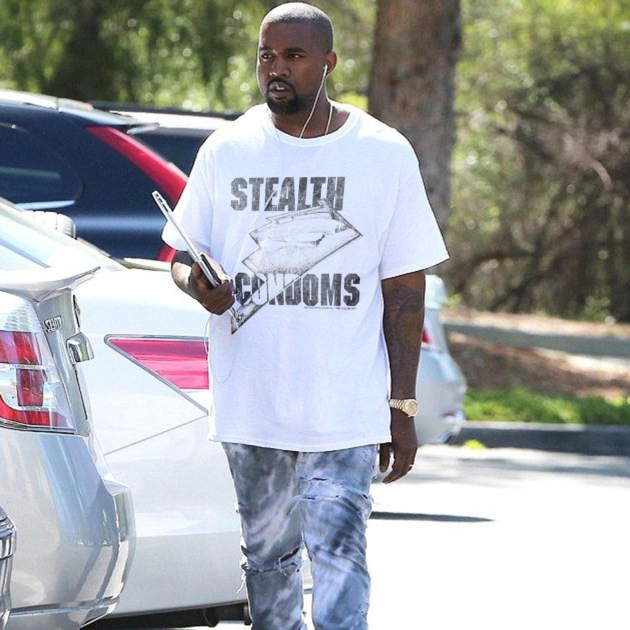 1989 STEALTH C0ND0MS RARE GRAIL WASHED WHITE T-SHIRT