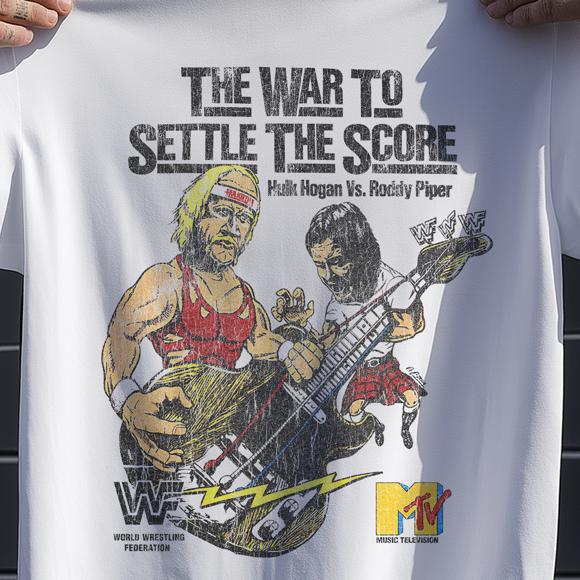 THE WAR TO SETTLE THE SCORE '85 PROMO VINTAGE WASHED WHITE T-SHIRT