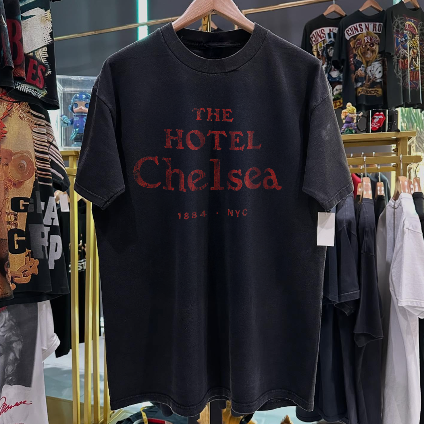 90s HOTEL CHELSEA NYC RARE WASHED BLACK T-SHIRT